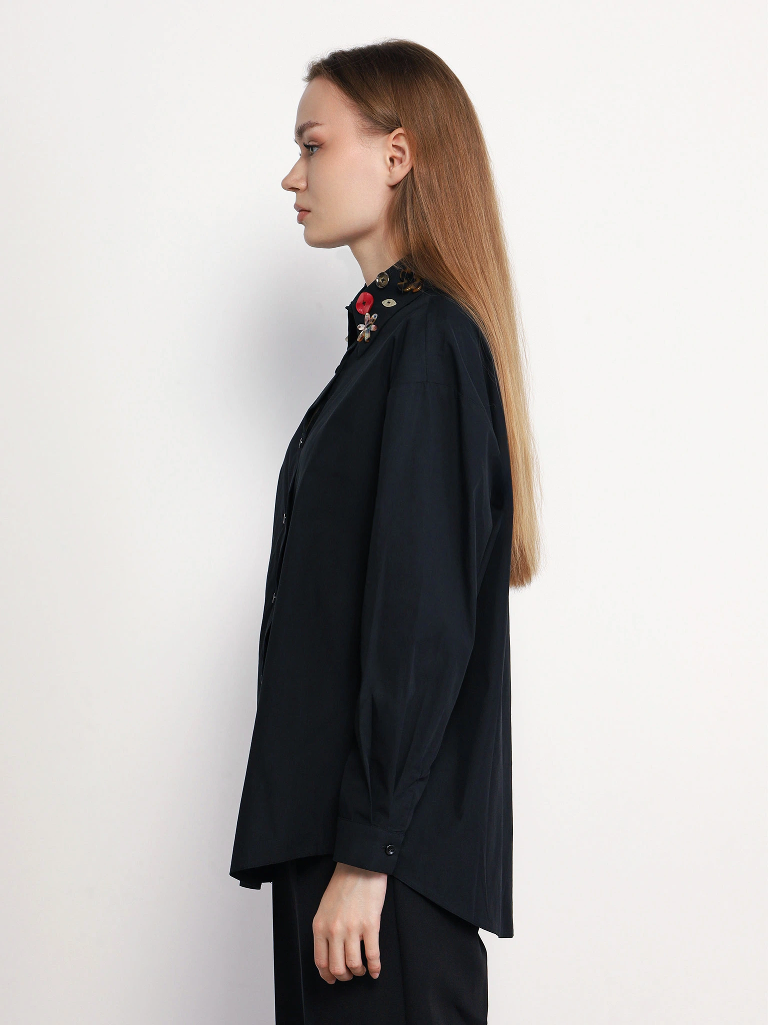 Блуза прямого кроя из смесового хлопка